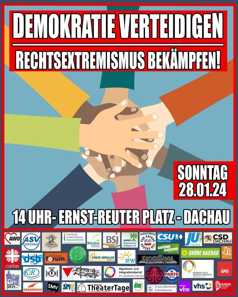Demo „Demokratie verteidigen – Rechtsextremismus bekämpfen!“ am 28. Januar 2024  in Dachau